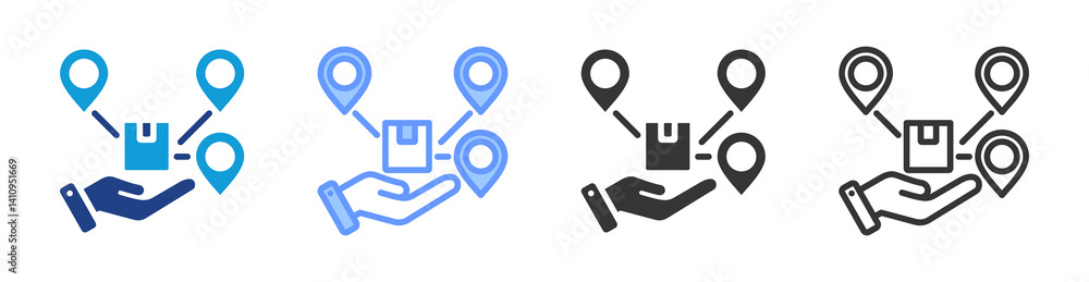 Aufkleber distribution icon set multiple style collection