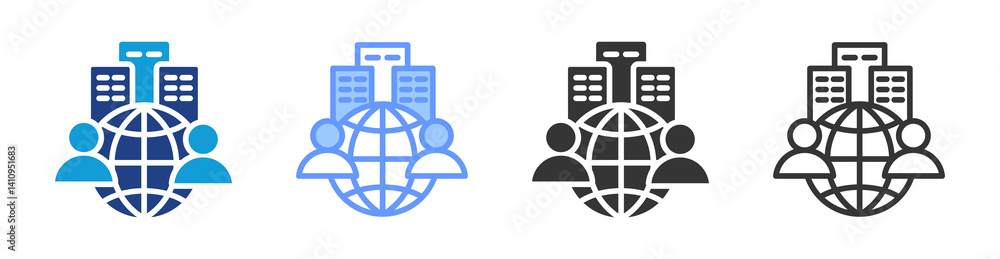 Poster Outsourcing icon set multiple style collection