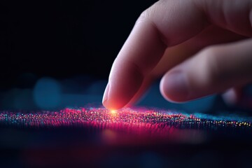 Finger touching surface of light