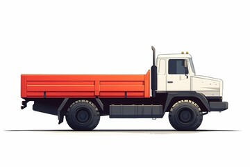 Orange Heavy-Duty Dump Truck. Modern Industrial Vehicle for Urban Construction and Transportation