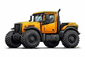 Naklejka premium Yellow Agricultural Truck Tractor. Versatile Heavy Machinery for Modern Farming and Off-Road Rural Transportation