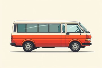 Retro Van Bus Illustration. Classic 60s Style Transportation for Urban Road Trips and Family Outings
