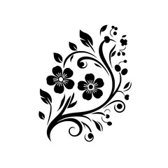 Elegant Floral Silhouette Design, Black & White, Decorative Border Element
