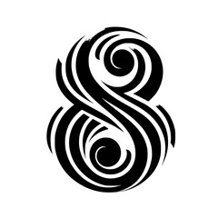 Elegant Swirls: Black & White Abstract Number Eight