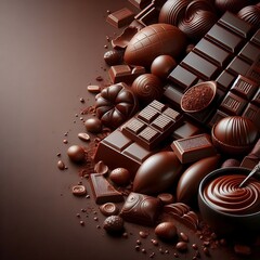 Dark Chocolate Layout with Caramel and Nuts Details