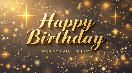 Elegant 'Happy Birthday' greeting card featuring the added message 'Wish You All The Best' beneath. 