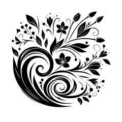 Elegant Black & White Floral Ornament Design