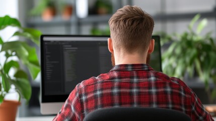 Man works at the computer