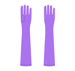 Fototapeta premium Long Gloves purple cartoon Fashion hand accessory clothing technical illustration garment. Vector front palm back view for Men, women, unisex style flat template CAD mockup sketch on white background