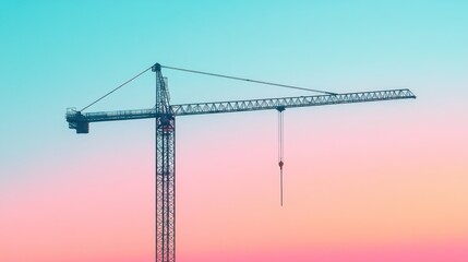 Crane against vibrant sunset