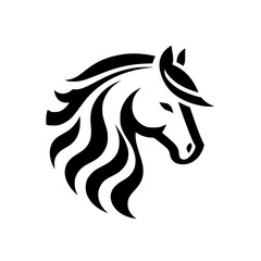 Elegant Horse Head Silhouette - Vector Design, Black and White