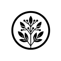 Minimalist Tree Icon in Circle, Black and White, Nature Logo