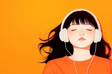 Woman listening to music with headphones