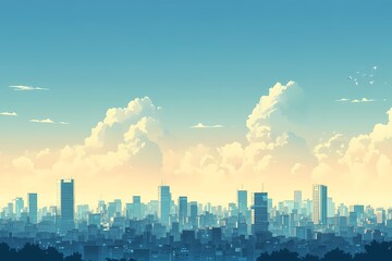 Cityscape Skyline at Sunset. Stunning Urban Landscape with Vibrant Colors and Aerial View of Modern Metropolis Architektur