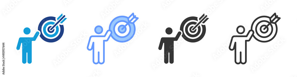 Poster skill acquisition icon set multiple style collection
