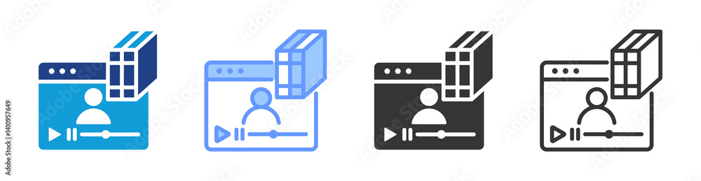 Poster Training Modules icon set multiple style collection