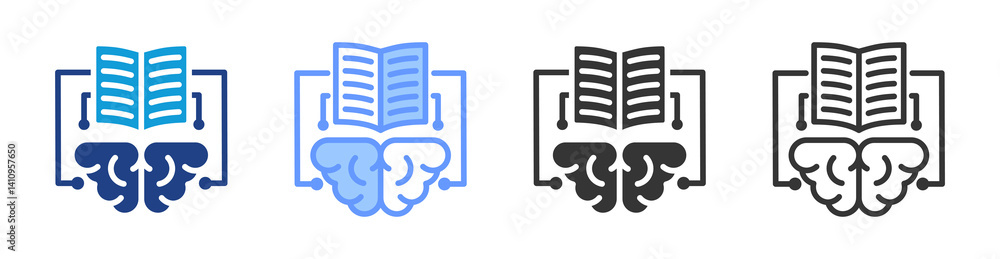 Poster Supervised Learning icon set multiple style collection