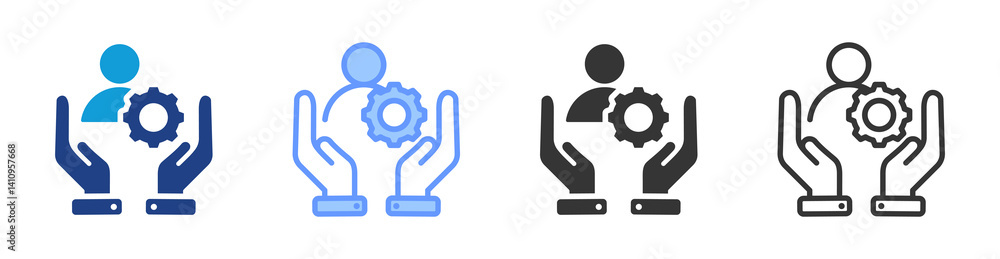 Poster Work Based Learning icon set multiple style collection