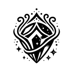 Elegant Diamond Tattoo Design: Black and White, Minimalist, Ornamental