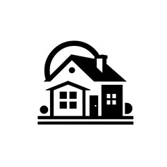 Modern Minimalist House Logo Icon, Black & White, Real Estate