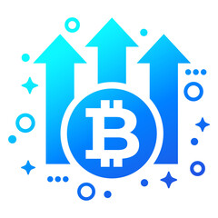 bitcoin growth icon, line icon design