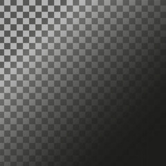 Fototapeta premium Checkerboard radial highlight. Vector spotlight texture. Left focus shading. Dark rounded pattern.