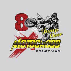 champion with motocross for typography t-shirt print design, banner and poster