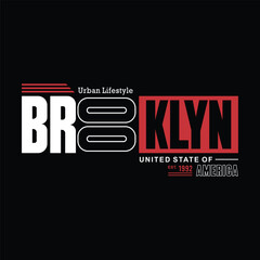 urban lifestyle with brooklyn typography design for t-shirt. ready to print. vector illustration