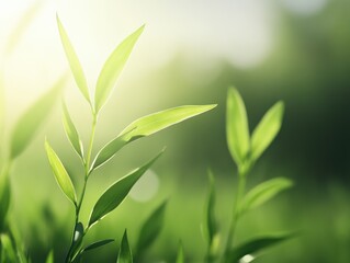 Green leafy plant glowing