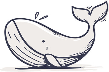 Fototapeta premium Cartoon whale illustration with splash and cute design. Vector illustration