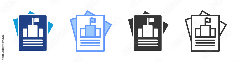Poster college catalog icon set multiple style collection