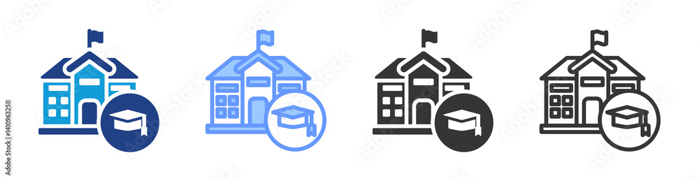Poster dormitory living icon set multiple style collection