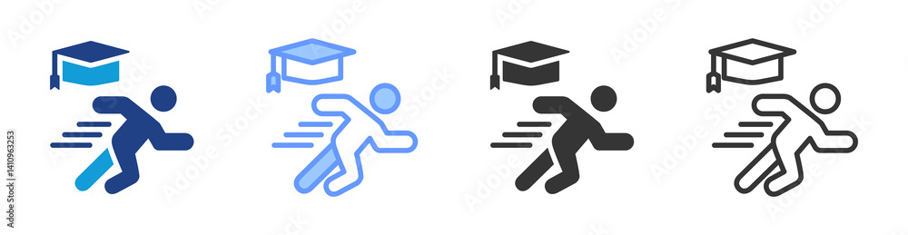 Poster student athlete icon set multiple style collection