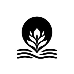 Minimalist Black and White Logo: Plant Growing, Nature Symbol