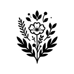 Black & White Floral Arrangement, Minimalist Design Element