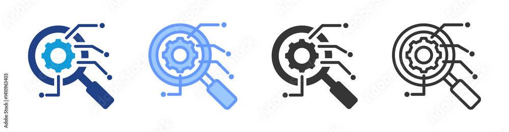 Poster Research Projects icon set multiple style collection