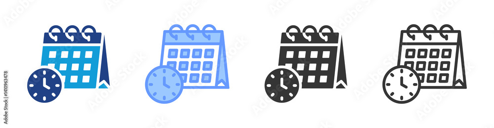 Poster Class Schedules icon set multiple style collection