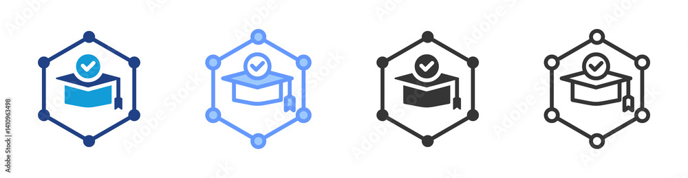 Poster Academic Integrity icon set multiple style collection
