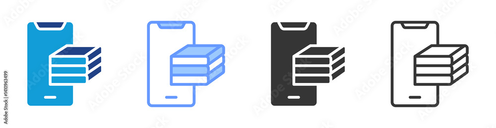 Poster online library icon set multiple style collection