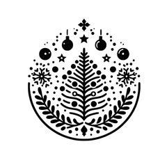 Monochromatic Christmas Ornament Design: Minimalist Holiday Icon