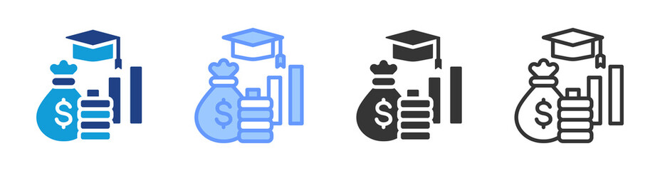 Student Loans icon set multiple style collection