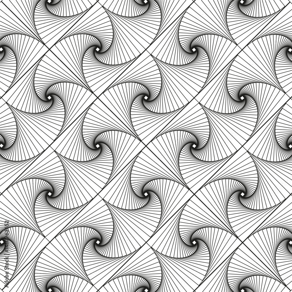 Poster curved wave pattern. seamless swirl tile. twisted vector shape. repetitive line design.