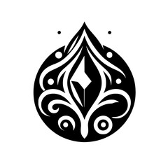 Obraz premium Black and White Diamond Emblem, Geometric Design, Ornamental Logo