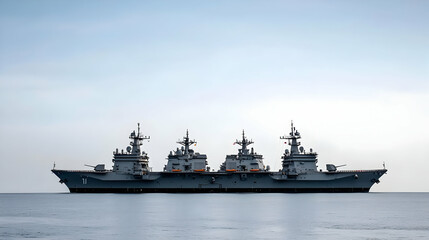 Modern Military Warship Fleet At Sea