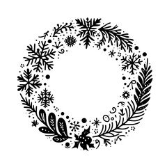Festive Minimalist Black & White Christmas Wreath Design