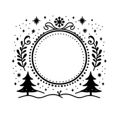 Winter Holiday Frame Ornament: Black & White, Minimalist Design
