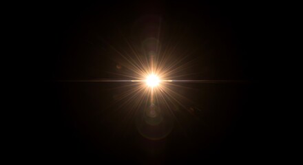 Bright Golden Lens Flare on Black Background
