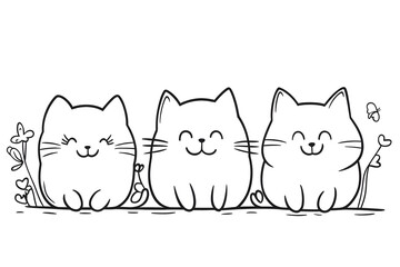 Cute cats minimalist sketch illustration