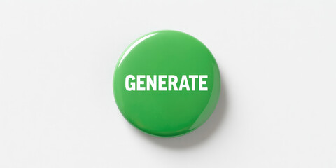 Button labeled GENERATE. Minimal concept of Digital prompt, user interaction. 