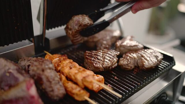 meat on an electric grill